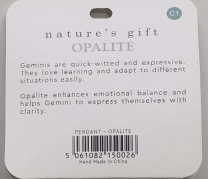 Natures Gift Jewelry Zodiac Pendant Opalite- Gemini - Image 5
