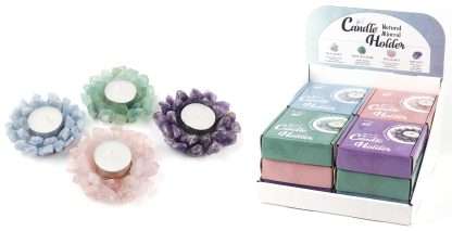 Crystal Gemstone Candle Holders- Blue Calcite, Green Aventurine, Rose Quartz, Amethyst