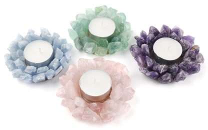 Crystal Gemstone Candle Holders- Blue Calcite, Green Aventurine, Rose Quartz, Amethyst - Image 10