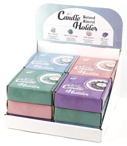 Crystal Gemstone Candle Holders- Blue Calcite, Green Aventurine, Rose Quartz, Amethyst - Image 5