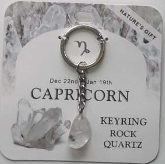 Natures Gift Jewelry Zodiac Keyring Rock Quartz- Capricorn