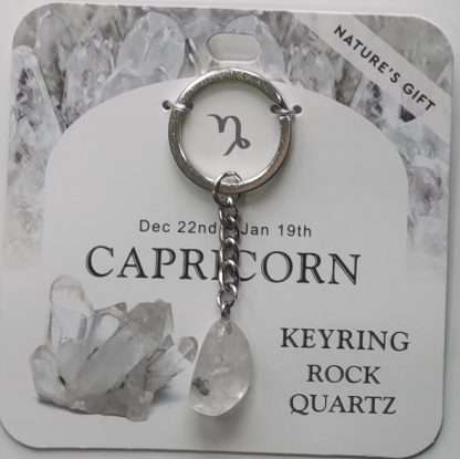 Natures Gift Jewelry Zodiac Keyring Rock Quartz- Capricorn