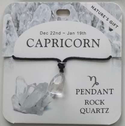 Natures Gift Jewelry Zodiac Pendant Rock Quartz- Capricorn