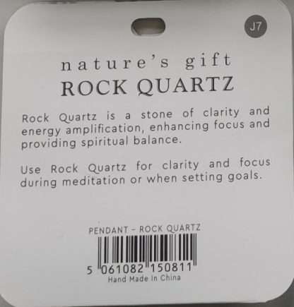 Natures Gift Jewelry Healing Pendant Rock Quartz- Clarity & Energy - Image 5