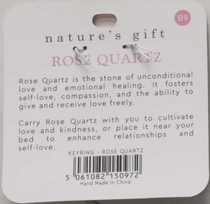 Natures Gift Jewelry Healing Keyring Rose Quartz- Love & Compassion - Image 5