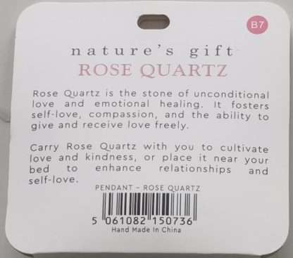 Natures Gift Jewelry Healing Pendant Rose Quartz- Love & Emotion - Image 5