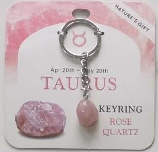 Natures Gift Jewelry Zodiac Keyring Rose Quartz- Taurus