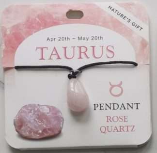 Natures Gift Jewelry Zodiac Pendant Rose Quartz- Taurus