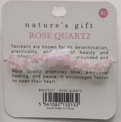 Natures Gift Jewelry Zodiac Gem-Chip Bracelet Rose Quartz- Taurus - Image 5