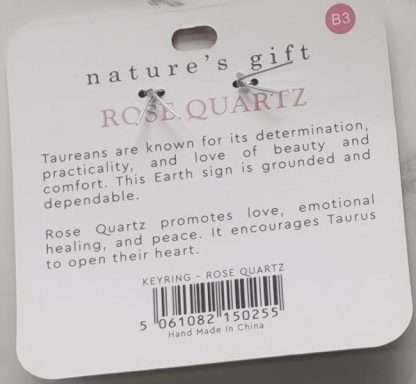 Natures Gift Jewelry Zodiac Keyring Rose Quartz- Taurus - Image 5
