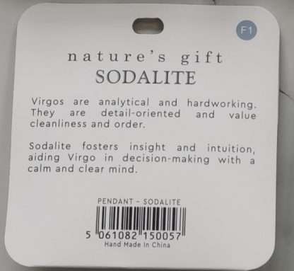 Natures Gift Jewelry Zodiac Pendant Sodalite- Virgo - Image 5