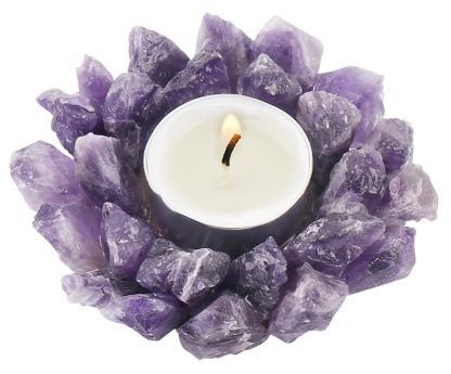 Crystal Gemstone Candle Holders- Blue Calcite, Green Aventurine, Rose Quartz, Amethyst - Image 8
