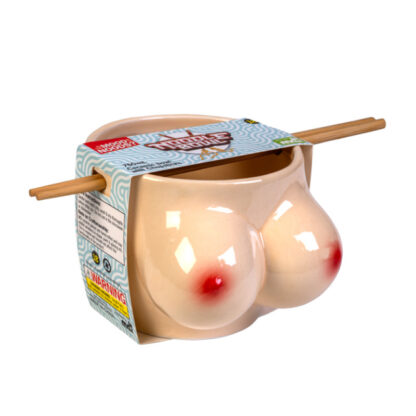 Boobs Ceramic Noodle Bowl with Bamboo Chopsticks - Image 4