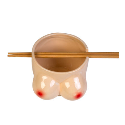 Boobs Ceramic Noodle Bowl with Bamboo Chopsticks - Image 6