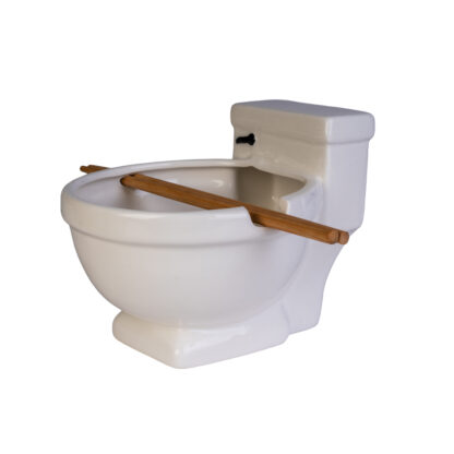 Toilet Ceramic Noodle Bowl with Bamboo Chopsticks - Image 2
