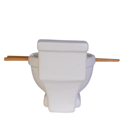 Toilet Ceramic Noodle Bowl with Bamboo Chopsticks - Image 3