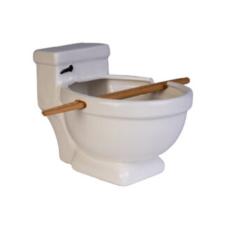 Toilet Ceramic Noodle Bowl with Bamboo Chopsticks