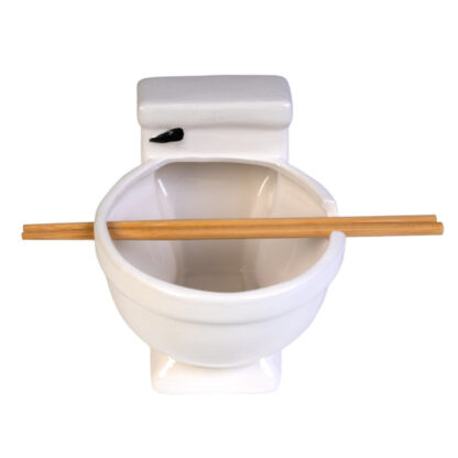Toilet Ceramic Noodle Bowl with Bamboo Chopsticks - Image 4