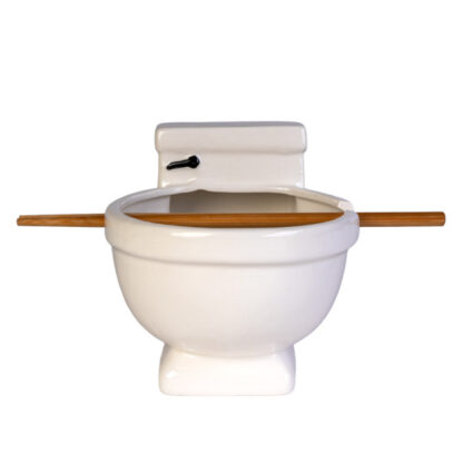 Toilet Ceramic Noodle Bowl with Bamboo Chopsticks - Image 6