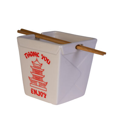Takeaway Ceramic Noodle Bowl with Bamboo Chopsticks - Image 2