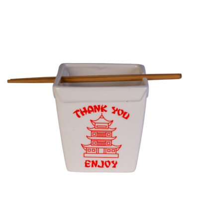 Takeaway Ceramic Noodle Bowl with Bamboo Chopsticks - Image 3