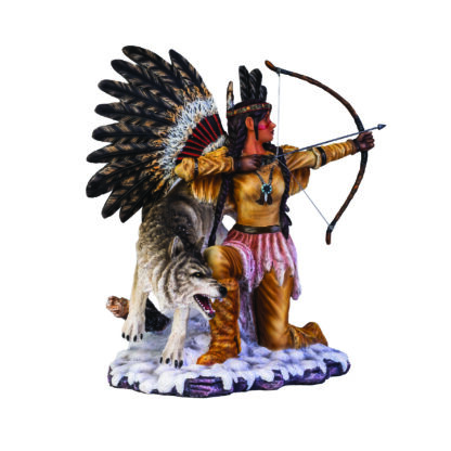 Large Native American Fairy with Wolf Figurine - Image 3