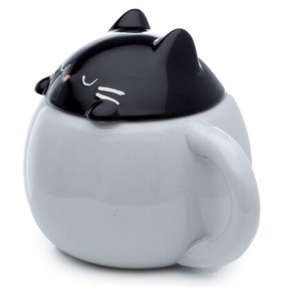 Feline Fine Black Cat Peeping Lid Ceramic Lidded Animal Mug - Image 3