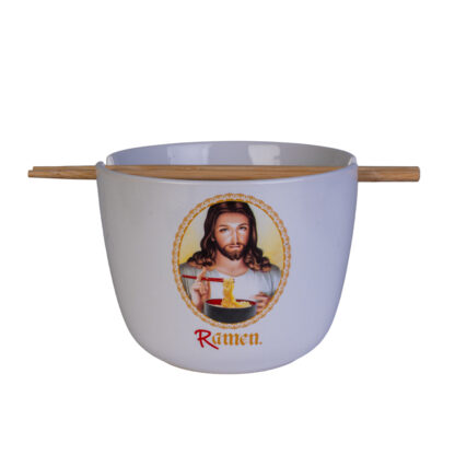 Jesus Ramen Ceramic Noodle Bowl with Bamboo Chopsticks