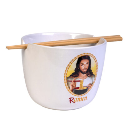 Jesus Ramen Ceramic Noodle Bowl with Bamboo Chopsticks - Image 4