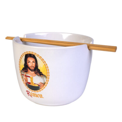 Jesus Ramen Ceramic Noodle Bowl with Bamboo Chopsticks - Image 7