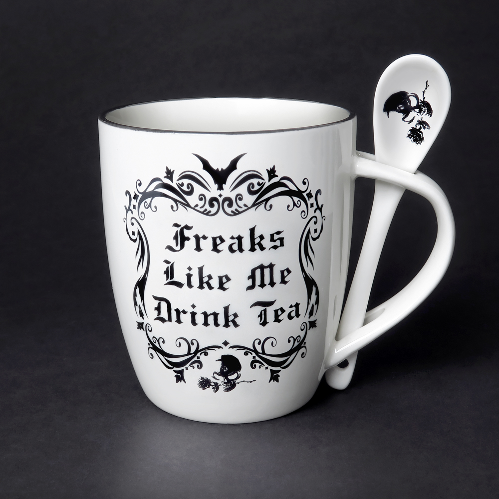 Alchemy Fine Bone China Mug & Spoon Set Freaks Like Me Drink Tea