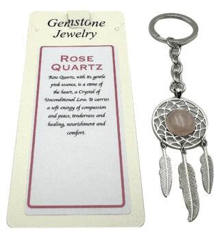 Keyring Dreamcatcher Rose Quartz