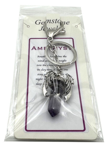 Keyring Dragon Wings Gemstone Point Amethyst - Image 2