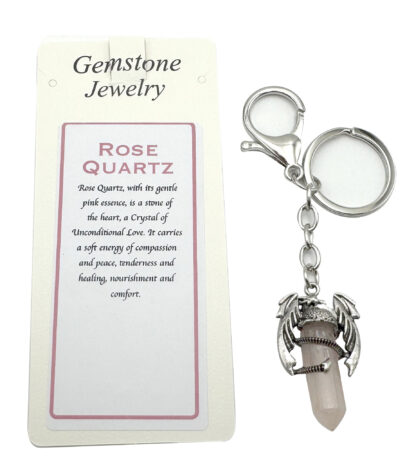 Keyring  Dragon Wings Gemstone Point Rose Quartz