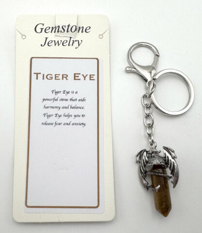 Keyring  Dragon Wings Gemstone Point  Tiger Eye