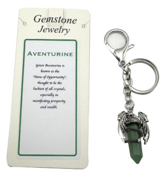 Keyring  Dragon Wings Gemstone Point  Aventurine