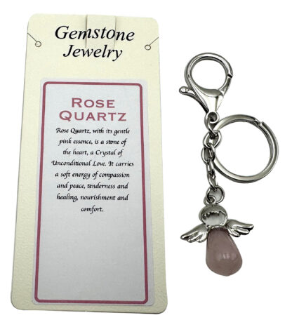 Keyring Angel Rose Quartz