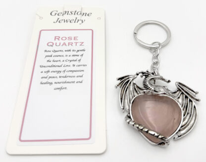 Keyring Flying Dragon Rose Quartz