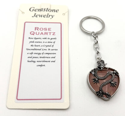 Keyring Dragon Heart Rose Quartz