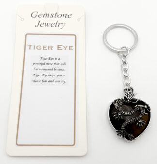 Keyring Dragon Heart Tiger Eye