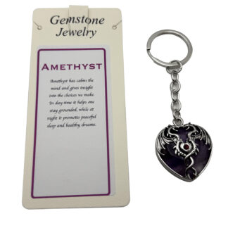 Keyring Mystical Dragon Heart Amethyst