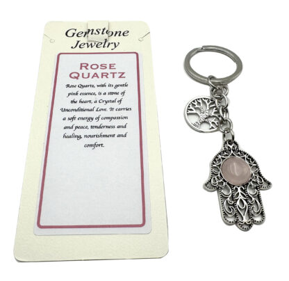 Keyring  Hamsa  Rose Quartz