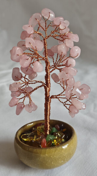 Rose Quartz Gemstone Tree Ceramic Base