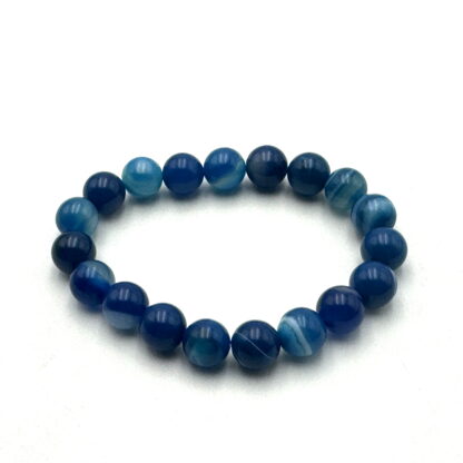 Aqua Blue Banded Agate Bracelet 10mm - Image 3