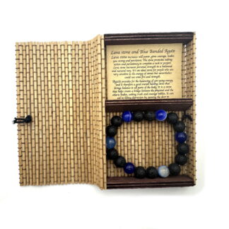 Lavastone & Dark Blue Banded Agate Bracelet 10mm