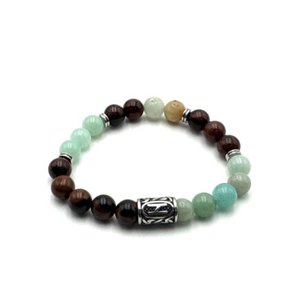 Rune Bracelet Amazonite & Mahogany Obsidian Hagalaz - Image 3