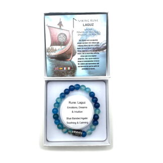 Rune Bracelet Aqua Blue Banded Agate Laguz