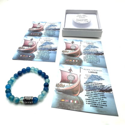 Rune Bracelet Aqua Blue Banded Agate Laguz - Image 3