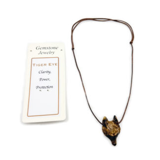 Wolf Head Pendant Tiger Eye