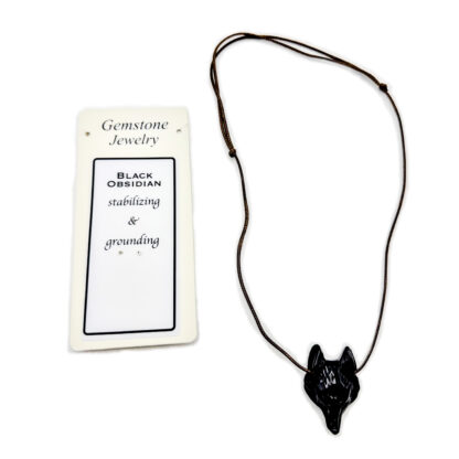 Wolf Head Pendant Black Obsidian